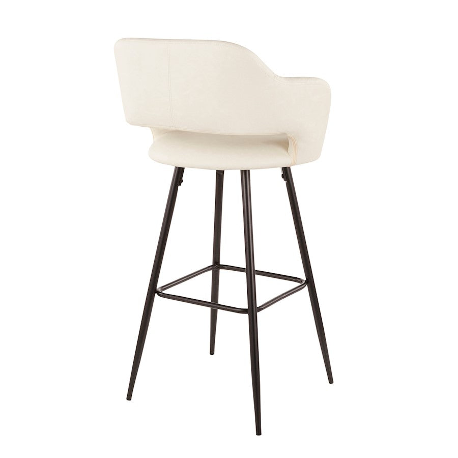 LumiSource Margarite 29in Barstool Set of 2 | Contemporary Black Metal and Cream PU | Kitchen Island & Dining Room | Model B30-MARGBK-CR2