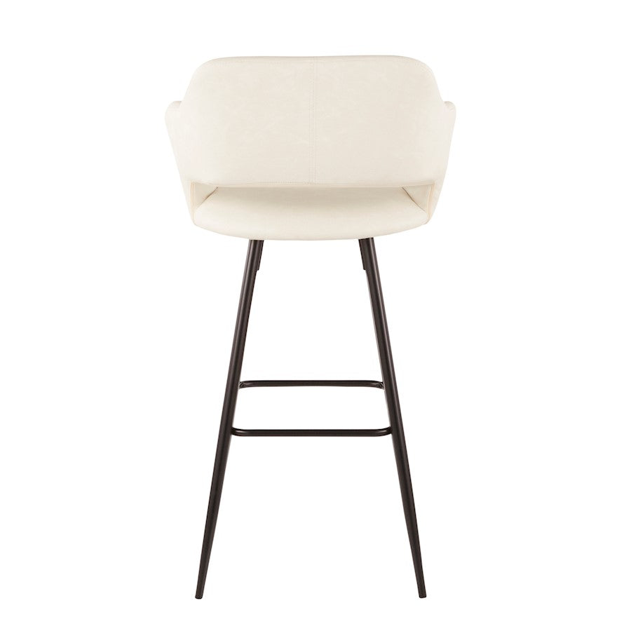 LumiSource Margarite 29in Barstool Set of 2 | Contemporary Black Metal and Cream PU | Kitchen Island & Dining Room | Model B30-MARGBK-CR2
