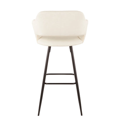 LumiSource Margarite 29in Barstool Set of 2 | Contemporary Black Metal and Cream PU | Kitchen Island & Dining Room | Model B30-MARGBK-CR2