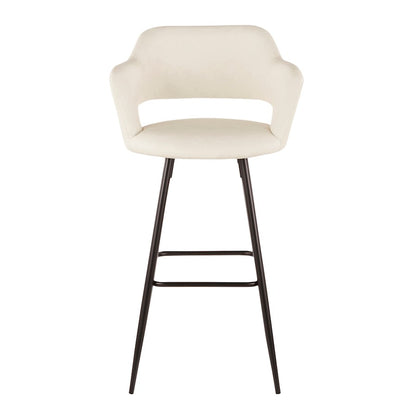 LumiSource Margarite 29in Barstool Set of 2 | Contemporary Black Metal and Cream PU | Kitchen Island & Dining Room | Model B30-MARGBK-CR2