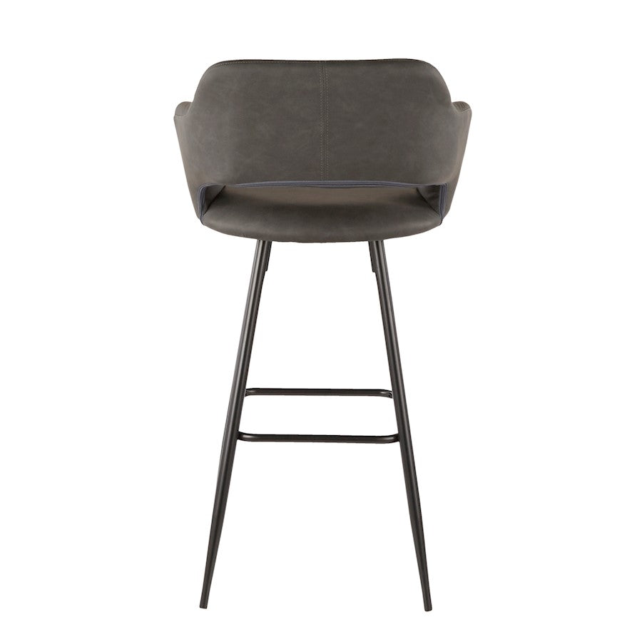 LumiSource Margarite 40in Barstool Set of 2 | Contemporary Black Metal and Grey PU Leather | Kitchen Island & Bar Seating | Model B30-MARGBK-GY2