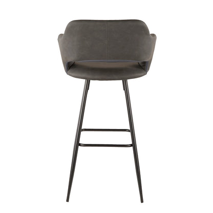 LumiSource Margarite 40in Barstool Set of 2 | Contemporary Black Metal and Grey PU Leather | Kitchen Island & Bar Seating | Model B30-MARGBK-GY2