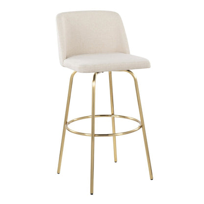 LumiSource Toriano 39in Barstool Set of 2 | Contemporary Cream Fabric and Gold Metal | Kitchen Island & Bar Seating | Model B30-TRNO-CLARZG2AUNCR2