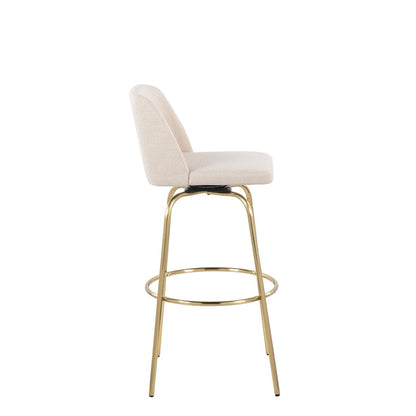 LumiSource Toriano 39in Barstool Set of 2 | Contemporary Cream Fabric and Gold Metal | Kitchen Island & Bar Seating | Model B30-TRNO-CLARZG2AUNCR2
