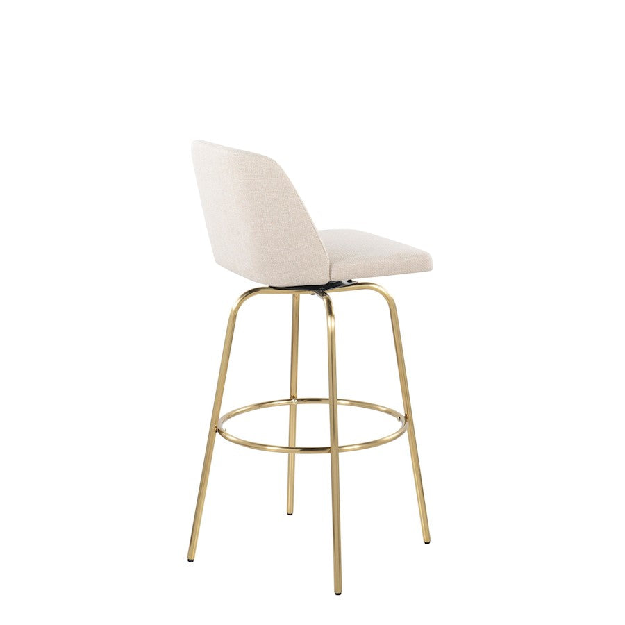 LumiSource Toriano 39in Barstool Set of 2 | Contemporary Cream Fabric and Gold Metal | Kitchen Island & Bar Seating | Model B30-TRNO-CLARZG2AUNCR2