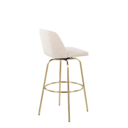 LumiSource Toriano 39in Barstool Set of 2 | Contemporary Cream Fabric and Gold Metal | Kitchen Island & Bar Seating | Model B30-TRNO-CLARZG2AUNCR2
