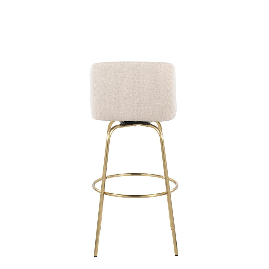 LumiSource Toriano 39in Barstool Set of 2 | Contemporary Cream Fabric and Gold Metal | Kitchen Island & Bar Seating | Model B30-TRNO-CLARZG2AUNCR2