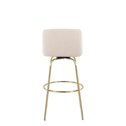 LumiSource Toriano 39in Barstool Set of 2 | Contemporary Cream Fabric and Gold Metal | Kitchen Island & Bar Seating | Model B30-TRNO-CLARZG2AUNCR2