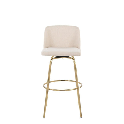 LumiSource Toriano 39in Barstool Set of 2 | Contemporary Cream Fabric and Gold Metal | Kitchen Island & Bar Seating | Model B30-TRNO-CLARZG2AUNCR2