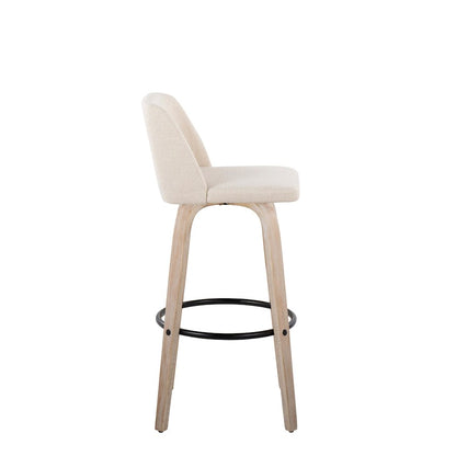 LumiSource Toriano 30in Barstool Set of 2 | Farmhouse White-Washed Wood, Cream Fabric, Black Metal | Kitchen Island | Model B30-TRNO-GRTZQ2WWNCR2