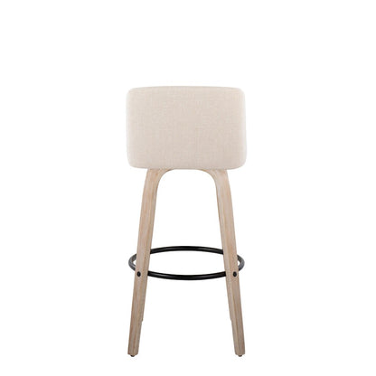 LumiSource Toriano 30in Barstool Set of 2 | Farmhouse White-Washed Wood, Cream Fabric, Black Metal | Kitchen Island | Model B30-TRNO-GRTZQ2WWNCR2