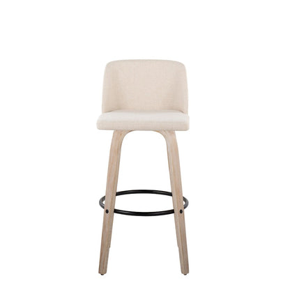LumiSource Toriano 30in Barstool Set of 2 | Farmhouse White-Washed Wood, Cream Fabric, Black Metal | Kitchen Island | Model B30-TRNO-GRTZQ2WWNCR2