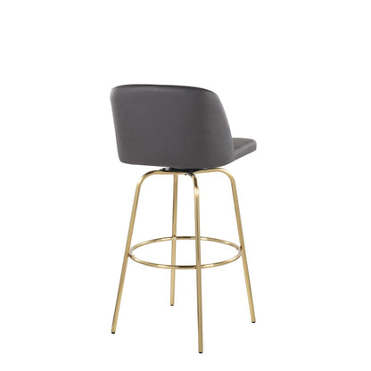 LumiSource Toriano 30in Barstool Set of 2 | Contemporary Grey PU Leather, Gold Metal | Kitchen Island & Bar Seating | Model B30-TRNOPU-CLARZG2AUGY2