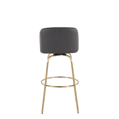 LumiSource Toriano 30in Barstool Set of 2 | Contemporary Grey PU Leather, Gold Metal | Kitchen Island & Bar Seating | Model B30-TRNOPU-CLARZG2AUGY2