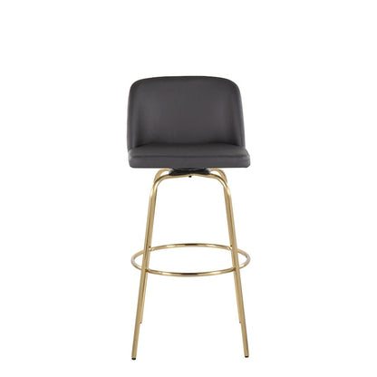 LumiSource Toriano 30in Barstool Set of 2 | Contemporary Grey PU Leather, Gold Metal | Kitchen Island & Bar Seating | Model B30-TRNOPU-CLARZG2AUGY2