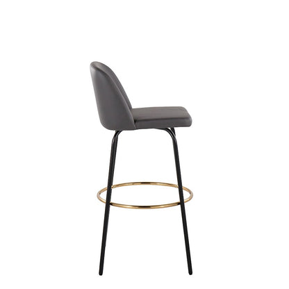 LumiSource Toriano 30in Barstool Set of 2 | Contemporary Grey PU, Black and Gold Metal | Kitchen Island & Bar Seating | Model B30-TRNOPU-CLARZG2BKGY2