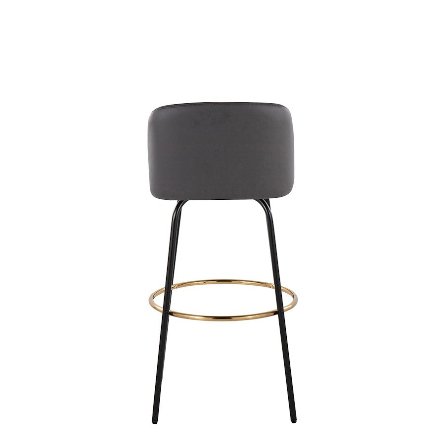 LumiSource Toriano 30in Barstool Set of 2 | Contemporary Grey PU, Black and Gold Metal | Kitchen Island & Bar Seating | Model B30-TRNOPU-CLARZG2BKGY2