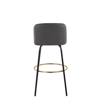 LumiSource Toriano 30in Barstool Set of 2 | Contemporary Grey PU, Black and Gold Metal | Kitchen Island & Bar Seating | Model B30-TRNOPU-CLARZG2BKGY2