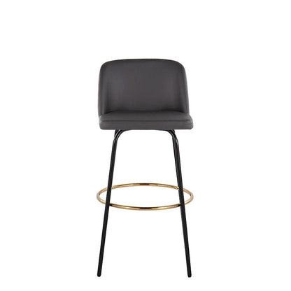 LumiSource Toriano 30in Barstool Set of 2 | Contemporary Grey PU, Black and Gold Metal | Kitchen Island & Bar Seating | Model B30-TRNOPU-CLARZG2BKGY2