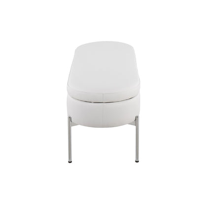 LumiSource Chloe 48in Storage Bench | Glam Chrome and White PU Faux Leather | Entryway & Bedroom Seating with Hidden Storage | Model BC-CHLOESTORW