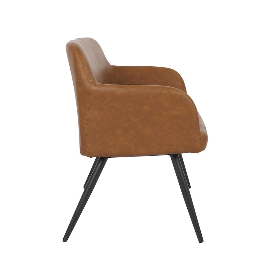 LumiSource Daniella 44in High Back Bench | Industrial Black Steel and Camel PU Faux Leather | Entryway & Dining Room | Model BC-DANIELLAHBBKCAM