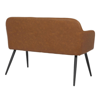 LumiSource Daniella 44in High Back Bench | Industrial Black Steel and Camel PU Faux Leather | Entryway & Dining Room | Model BC-DANIELLAHBBKCAM
