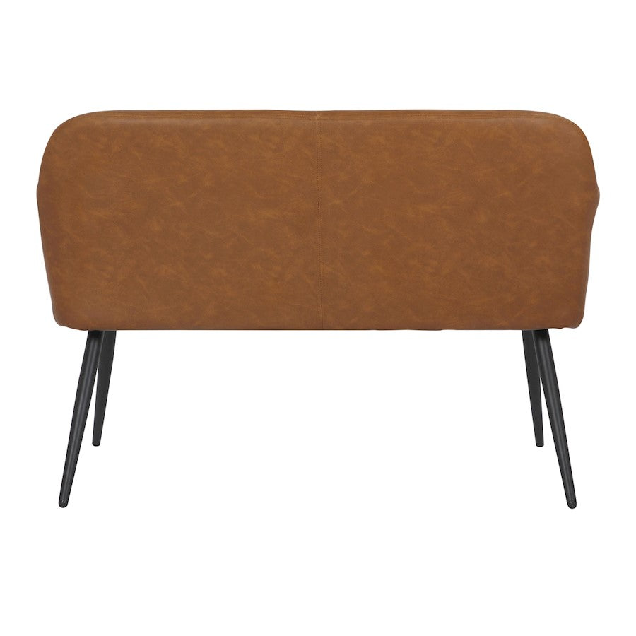 LumiSource Daniella 44in High Back Bench | Industrial Black Steel and Camel PU Faux Leather | Entryway & Dining Room | Model BC-DANIELLAHBBKCAM