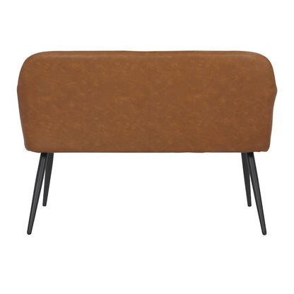 LumiSource Daniella 44in High Back Bench | Industrial Black Steel and Camel PU Faux Leather | Entryway & Dining Room | Model BC-DANIELLAHBBKCAM