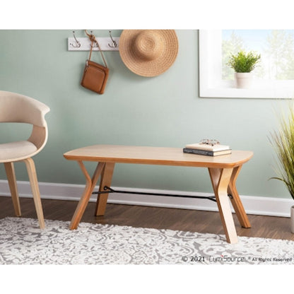LumiSource Folia 42in Wood Bench | Mid-Century Natural Wood Frame | Entryway & Bedroom Seating | 42 x 20 x 16.5 in | Model BC-FOLIANA