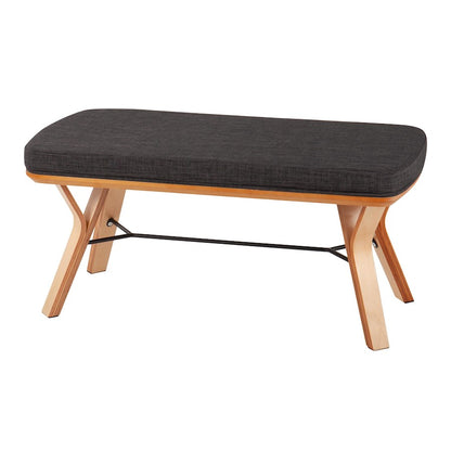 LumiSource Folia 42in Bench | Mid-Century Natural Wood Frame and Charcoal Fabric Cushion | Entryway & Bedroom Seating | Model BC-FOLIANACHAR