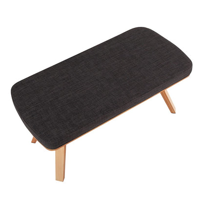 LumiSource Folia 42in Bench | Mid-Century Natural Wood Frame and Charcoal Fabric Cushion | Entryway & Bedroom Seating | Model BC-FOLIANACHAR