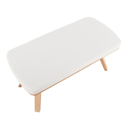 LumiSource Folia 42in Bench | Mid-Century Natural Wood Frame and Cream Fabric Cushion | Entryway & Bedroom Seating | Model BC-FOLIANACR