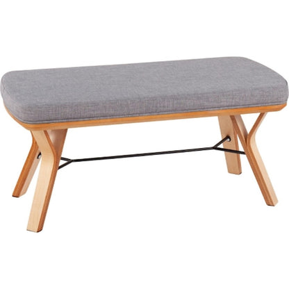 LumiSource Folia Bench 42in Wide | Mid-Century Natural Wood and Light Grey Fabric | Entryway & Bedroom Seating | 42 x 20 x 20 in | Model BC-FOLIANALGY
