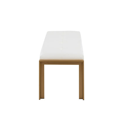 LumiSource Fuji 46in Bench | Gold Metal Frame and White PU Cushion | Entryway, Bedroom & Dining Room | 46 x 18.5 x 18 in | Model BC-FUJIAUW