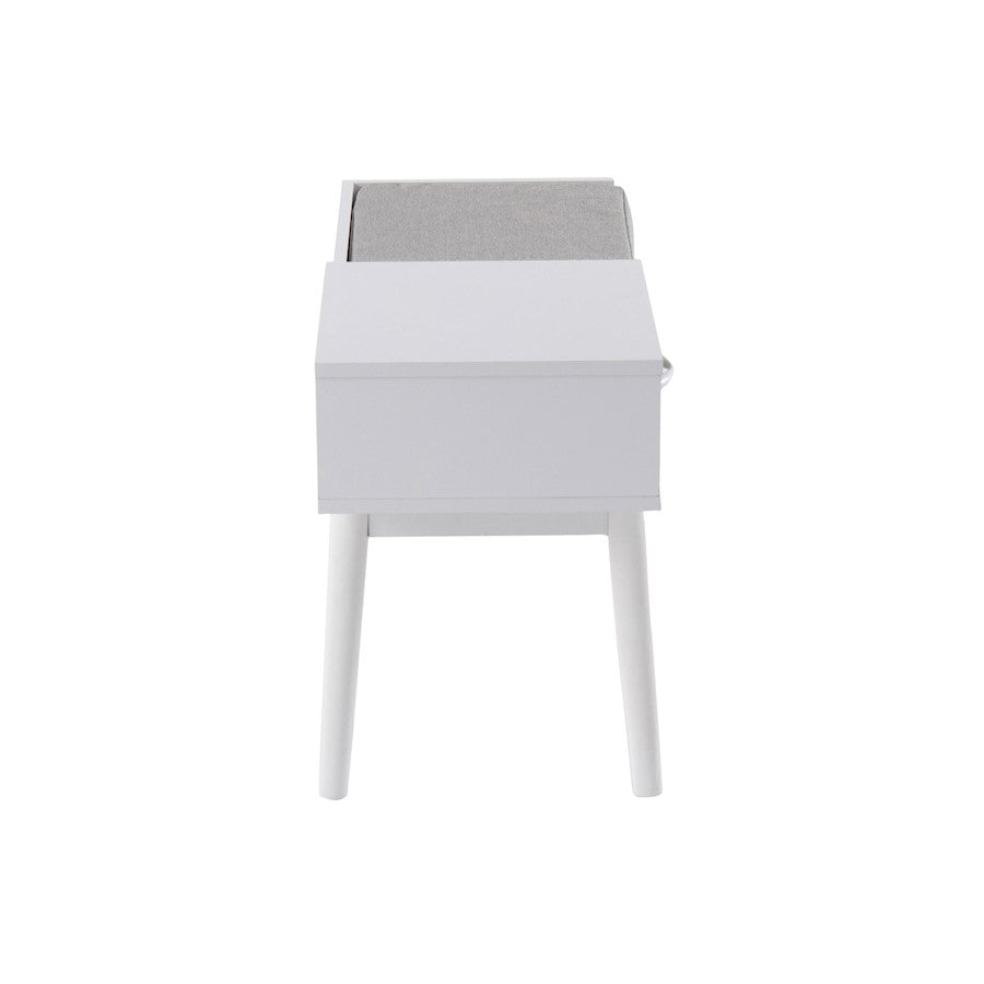 LumiSource Telephone Bench | White Wood and Grey Fabric Upholstered Seat | Entryway & Reading Nook Storage Bench | 40 x 15 x 20 in | Model BC-PHONEWGY