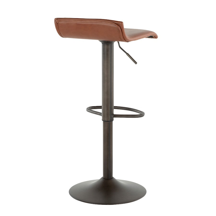 LumiSource Ale Adjustable Bar Stool | Antique Metal & Brown Faux Leather | Kitchen Island & Home Bar Seating | Model BS-ALEAN-MBN2