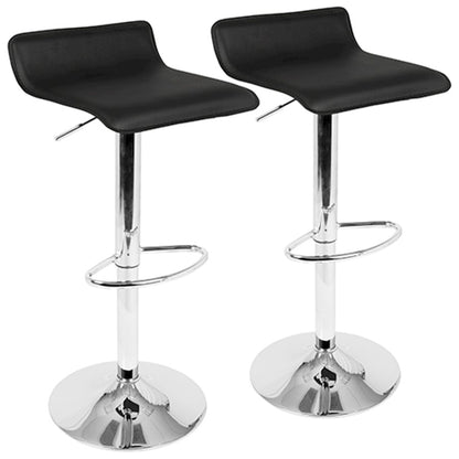 LumiSource Ale Adjustable Bar Stool | Polished Chrome & Black PU Leather | Kitchen Island & Home Bar Seating | Model BS-ALEBK2