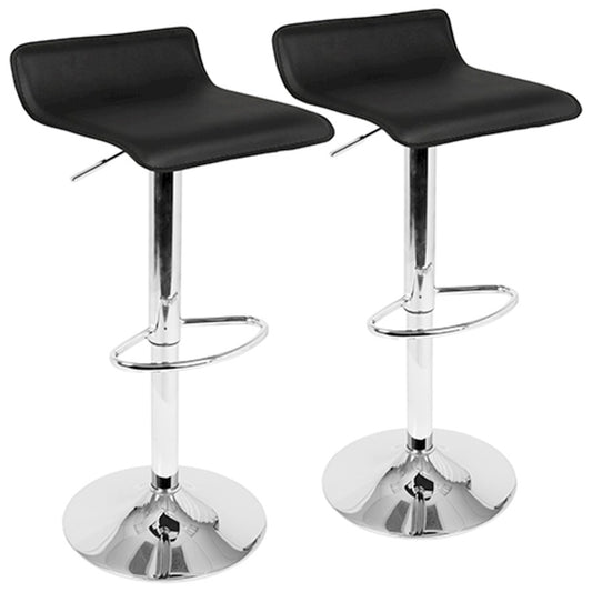 LumiSource Ale Adjustable Bar Stool | Polished Chrome & Black PU Leather | Kitchen Island & Home Bar Seating | Model BS-ALEBK2