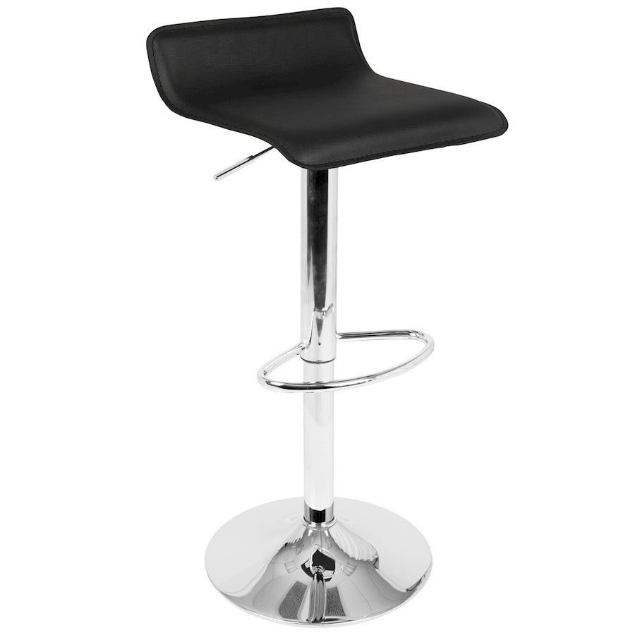 LumiSource Ale Adjustable Bar Stool | Polished Chrome & Black PU Leather | Kitchen Island & Home Bar Seating | Model BS-ALEBK2