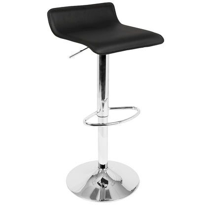 LumiSource Ale Adjustable Bar Stool | Polished Chrome & Black PU Leather | Kitchen Island & Home Bar Seating | Model BS-ALEBK2