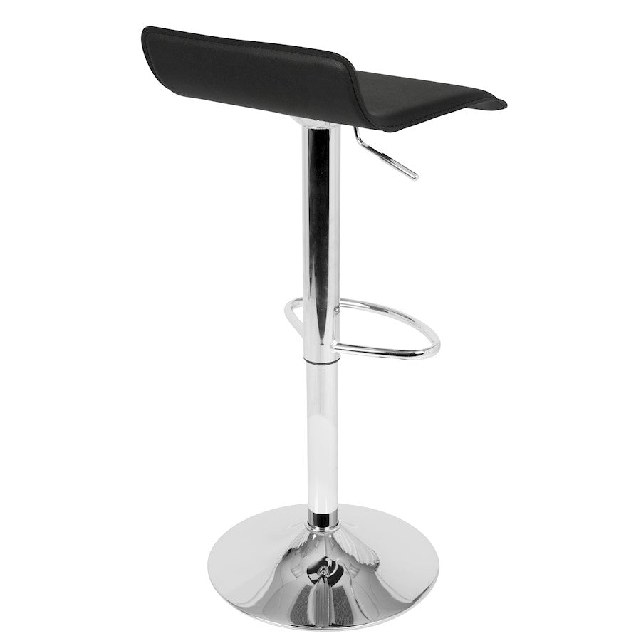 LumiSource Ale Adjustable Bar Stool | Polished Chrome & Black PU Leather | Kitchen Island & Home Bar Seating | Model BS-ALEBK2