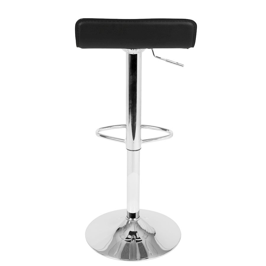 LumiSource Ale Adjustable Bar Stool | Polished Chrome & Black PU Leather | Kitchen Island & Home Bar Seating | Model BS-ALEBK2