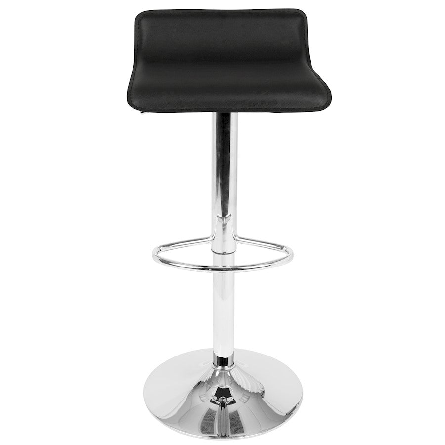 LumiSource Ale Adjustable Bar Stool | Polished Chrome & Black PU Leather | Kitchen Island & Home Bar Seating | Model BS-ALEBK2