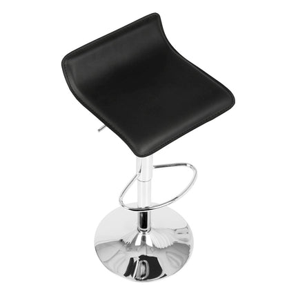 LumiSource Ale Adjustable Bar Stool | Polished Chrome & Black PU Leather | Kitchen Island & Home Bar Seating | Model BS-ALEBK2