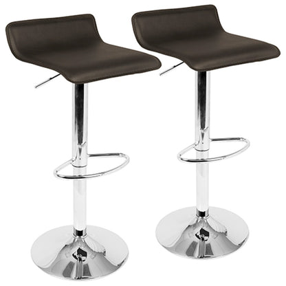 LumiSource Ale Adjustable Bar Stool | Polished Chrome & Brown PU Leather | Kitchen Island & Home Bar Seating | Model BS-ALEBN2