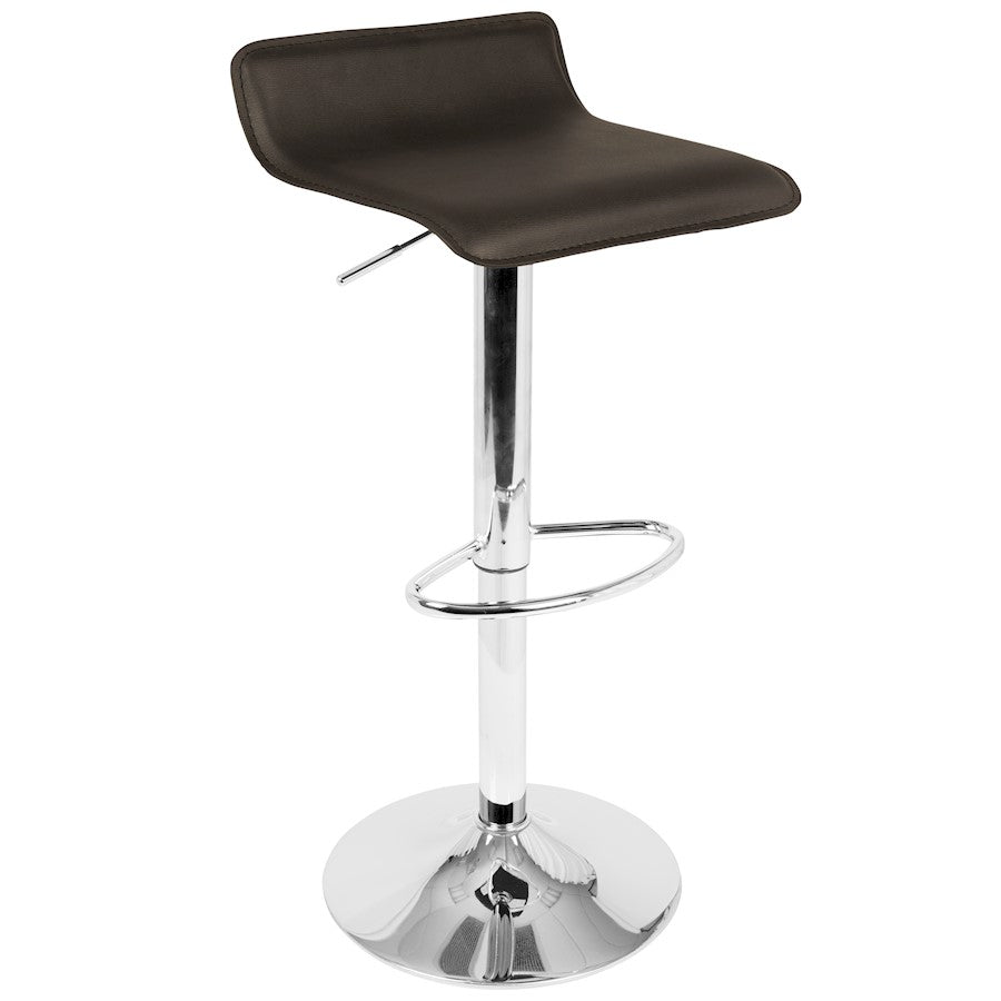 LumiSource Ale Adjustable Bar Stool | Polished Chrome & Brown PU Leather | Kitchen Island & Home Bar Seating | Model BS-ALEBN2
