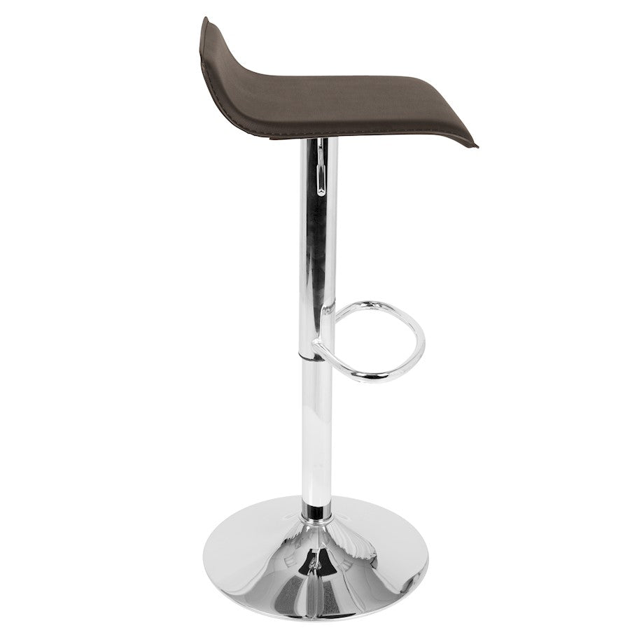 LumiSource Ale Adjustable Bar Stool | Polished Chrome & Brown PU Leather | Kitchen Island & Home Bar Seating | Model BS-ALEBN2