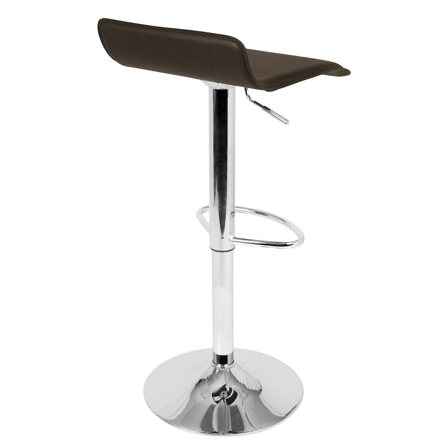 LumiSource Ale Adjustable Bar Stool | Polished Chrome & Brown PU Leather | Kitchen Island & Home Bar Seating | Model BS-ALEBN2