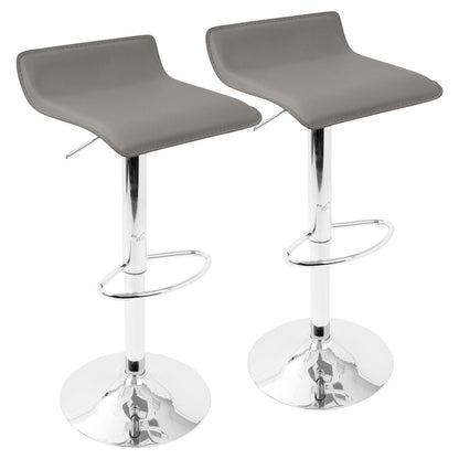 LumiSource Ale Adjustable Bar Stool | Polished Chrome & Grey PU Leather | Kitchen Island & Home Bar Seating | Model BS-ALEGY2