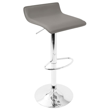 LumiSource Ale Adjustable Bar Stool | Polished Chrome & Grey PU Leather | Kitchen Island & Home Bar Seating | Model BS-ALEGY2
